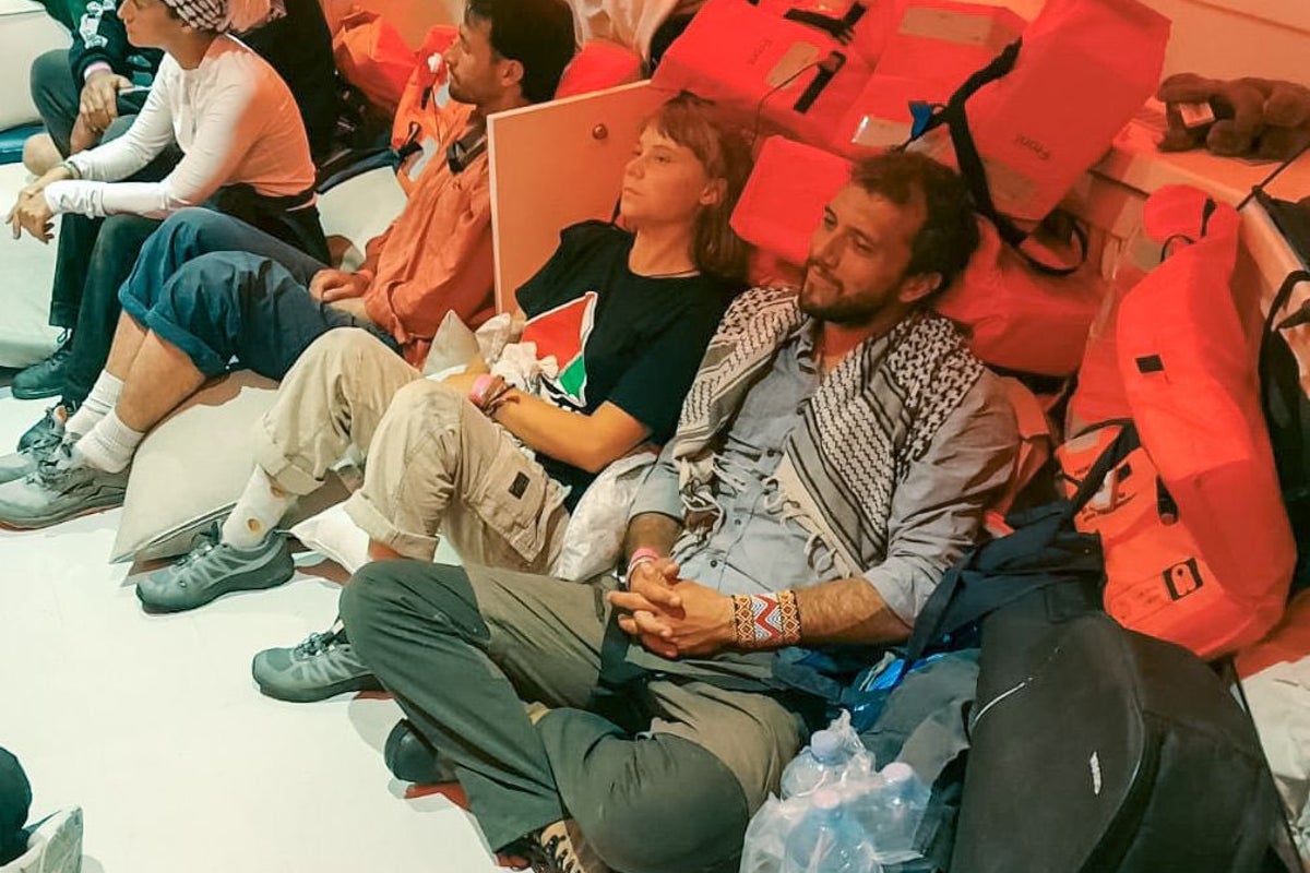 Greta Thunberg Gaza flotilla – live: Israeli forces arrest climate activist with 40 aid vessels intercepted