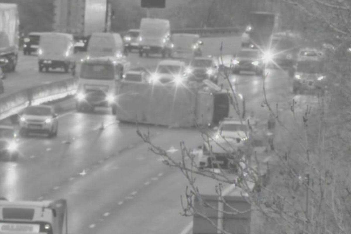 M5 motorway chaos as overturned van causes five miles of delays