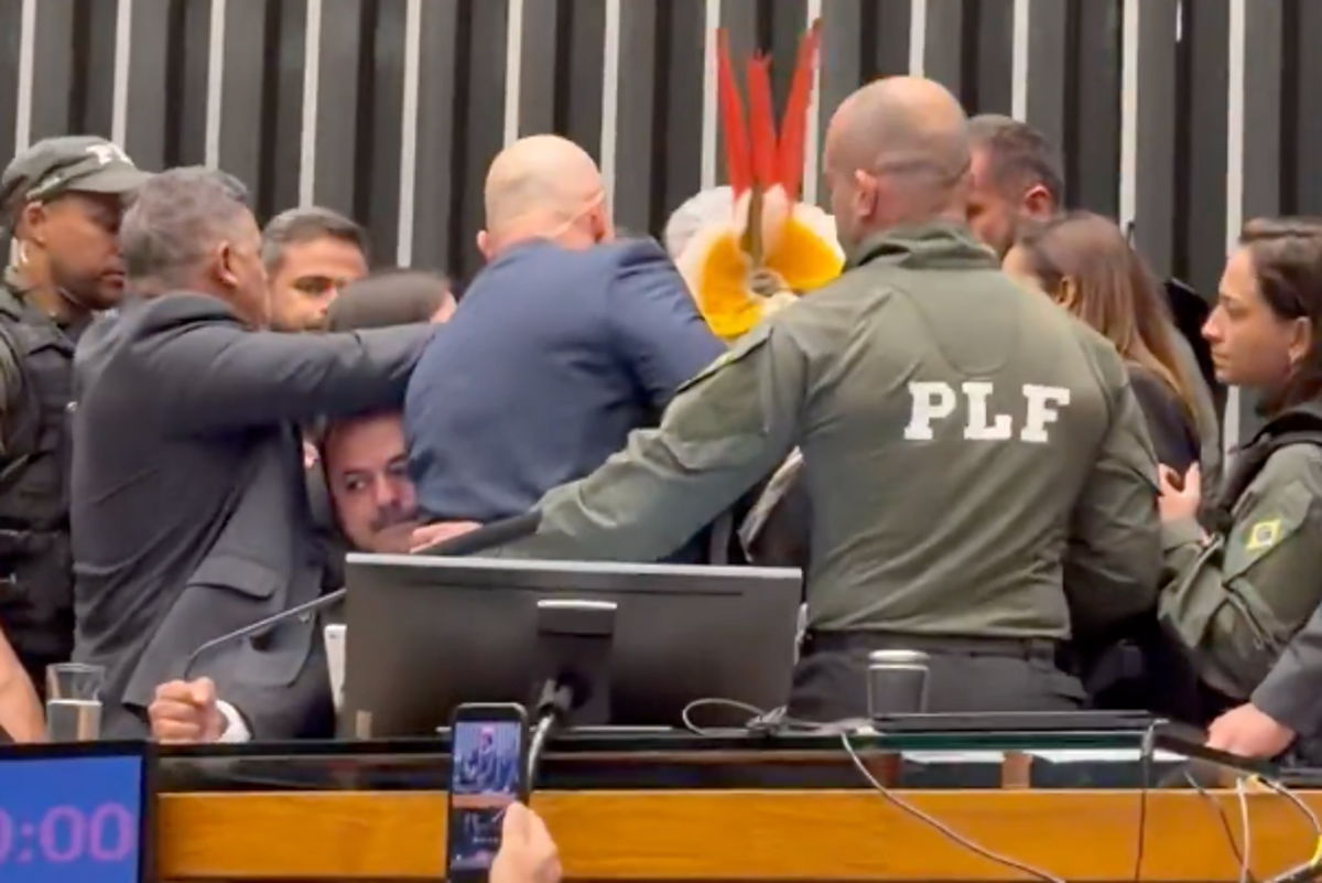Chaos in Brazil’s Congress as politician forcibly removed from Speaker’s chair