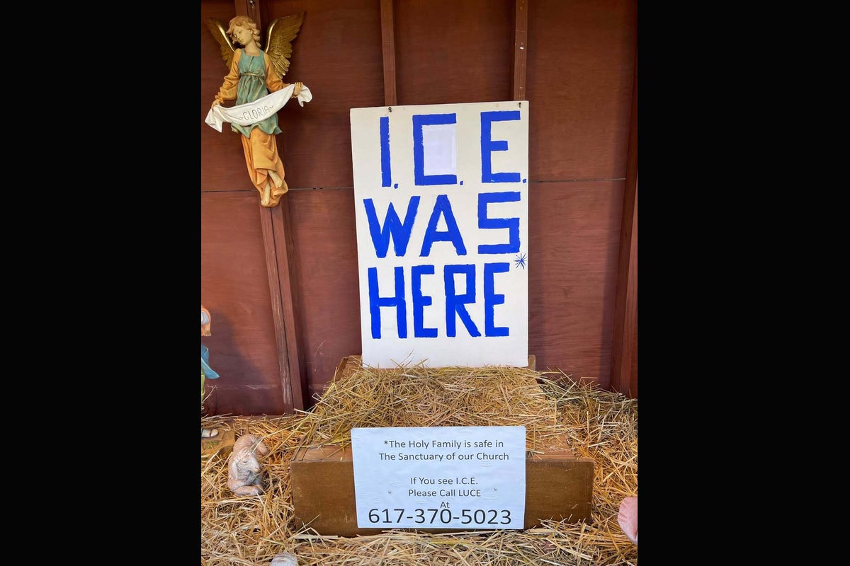 Outrage after church replaces Biblical figures in Nativity scene with sign saying ‘ICE was here’